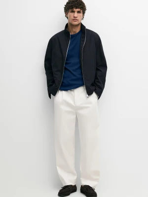 Kurtka Ze Stójką Z Mieszanki Bawełny - Ciemnomorski - Massimo Dutti - Male