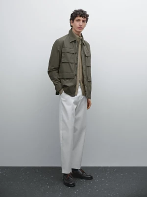 Kurtka Ze Stretchem I Ozdobnymi Kieszeniami - Szarawozielony - - Massimo Dutti - Mężczyzna