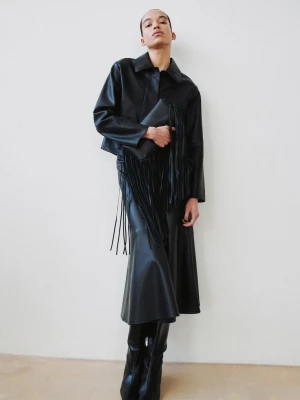 Kurtka ze sztucznej skóry z kieszeniami czarny - Kobieta - - MANGO