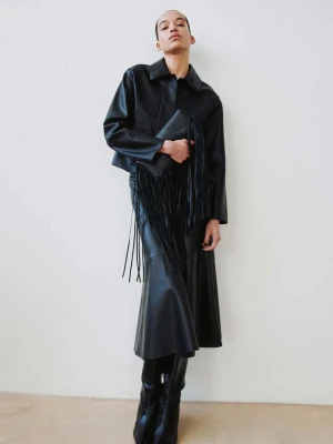 Kurtka ze sztucznej skóry z kieszeniami czarny - Kobieta - - MANGO