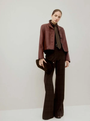 Kurtka ze sztucznej skóry z kieszeniami intensywny pomarańczowy - Kobieta - - MANGO