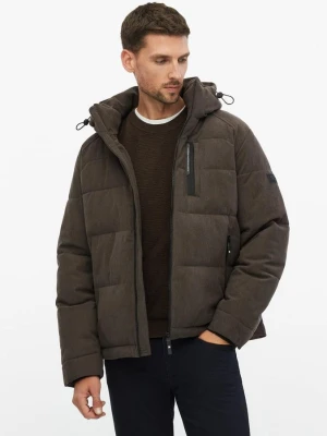 Sztruksowa kurtka puffer ze sportowymi detalami s.Oliver brązowy