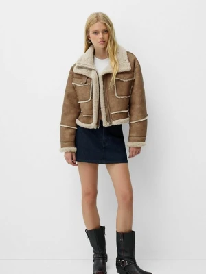 Kurtka zimowa Bershka beżowy