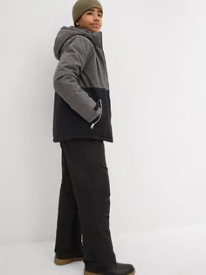 Kurtka zimowa ocieplana z  blokami kolorów i kapturem bonprix