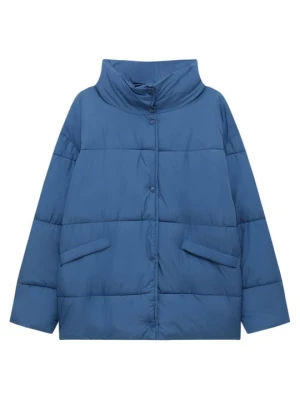 Kurtka zimowa PULL&BEAR niebieski denim