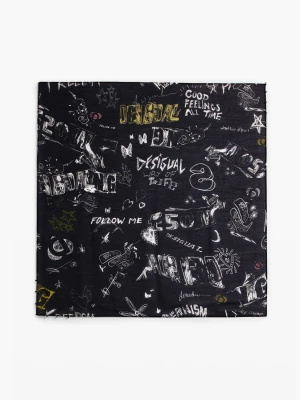 Kwadratowa chusta z napisami Desigual