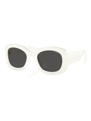 Kwadratowe Białe Okulary Przeciwsłoneczne Ciemnoszare Soczewki Prada