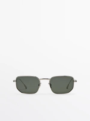 Kwadratowe Metalowe Okulary Przeciwsłoneczne - Srebrny - - Massimo Dutti - Mężczyzna