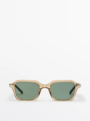 Kwadratowe Okulary - Musztardowy - Massimo Dutti - Male