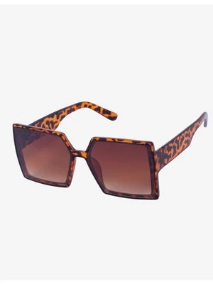 Kwadratowe okulary przeciwsłoneczne damskie brązowe Shelvt