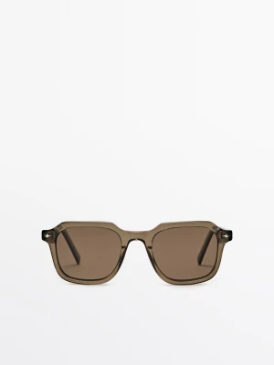 Kwadratowe Okulary Przeciwsłoneczne - Jasnozielony - - Massimo Dutti - Mężczyzna