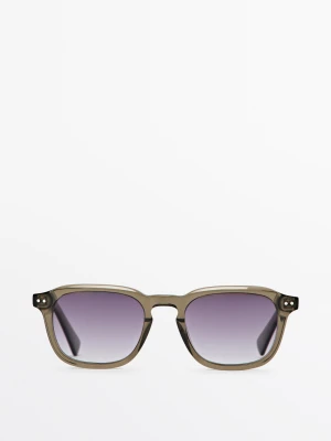 Kwadratowe Okulary Przeciwsłoneczne - Szarobrązowy - - Massimo Dutti - Male
