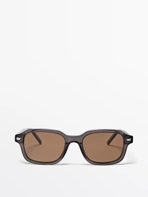 Kwadratowe Okulary Przeciwsłoneczne - Szary Antracytowy - Massimo Dutti - Male