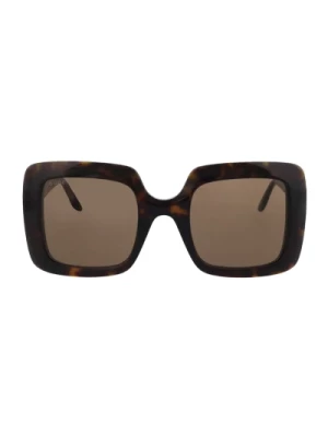 Kwadratowe Okulary Przeciwsłoneczne z Acetatową Oprawą w Brązowym Tortoise Gucci