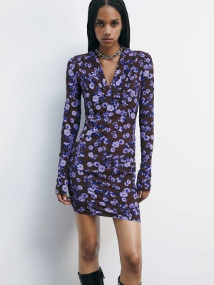 Kwiatowa sukienka mini z wiązaniem z przodu PATRIZIA PEPE