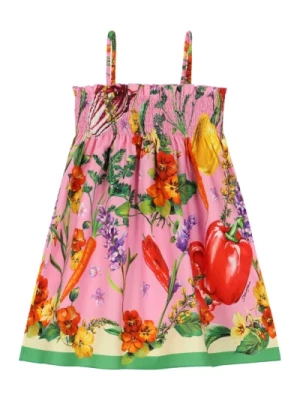 Kwiatowa Sukienka z Kwadratowym Dekoltem Dolce & Gabbana
