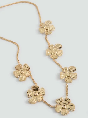 Kwiatowy naszyjnik złoty - Dziewczyna - Rozmiar uniwersalny - MANGO TEEN
