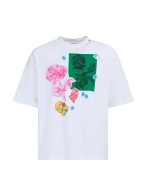 Kwiatowy T-shirt z bawełny Marni