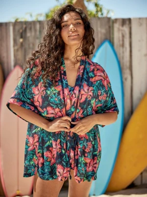 Kym damski top kimono EcoVero - Red Animal