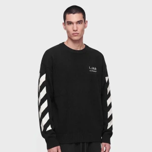 L / AB Crew Neck Sweater Off White czarny