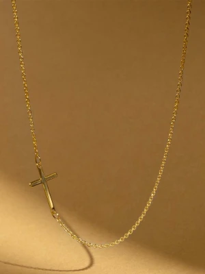 L instant d Or Naszyjnik "Petite croix" z elementem ozdobnym - dł. 42 cm rozmiar: onesize