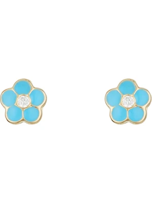 L instant d Or Złote kolczyki-wkrętki "Marguerite bleue" rozmiar: onesize