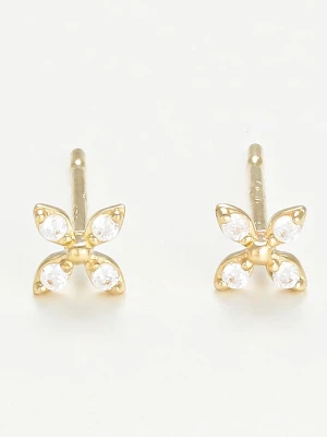 L instant d Or Złote kolczyki-wkrętki z cyrkoniami rozmiar: onesize