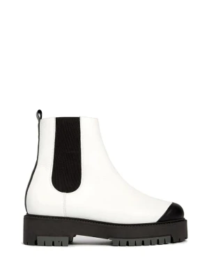 l37 Skórzane sztyblety w kolorze białym rozmiar: 39