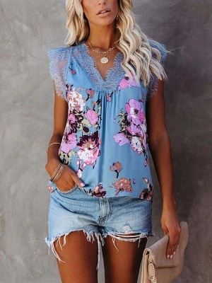 LA Angels Bluzka w kolorze błękitno-jasnoróżowym rozmiar: L