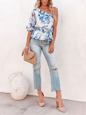 LA Angels Bluzka w kolorze kremowo-niebieskim rozmiar: S