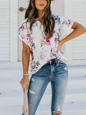 LA Angels Bluzka w kolorze kremowo-niebieskim rozmiar: XL