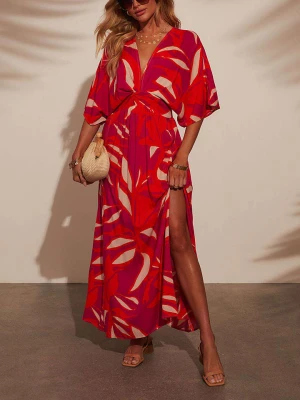 LA Angels Sukienka w kolorze kremowo-fioletowo-czerwonym rozmiar: S