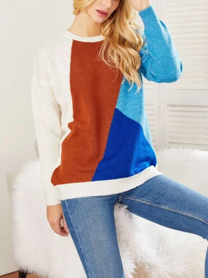 LA Angels Sweter w kolorze jasnobrązowo-niebiesko-kremowym rozmiar: L