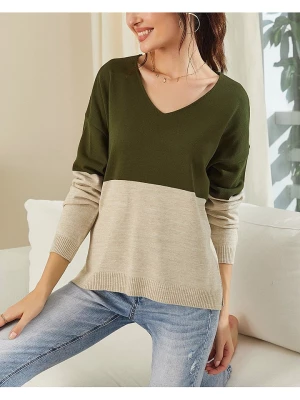 LA Angels Sweter w kolorze oliwkowo-kremowym rozmiar: L