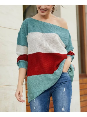 LA Angels Sweter w kolorze turkusowo-bordowo-kremowym rozmiar: L