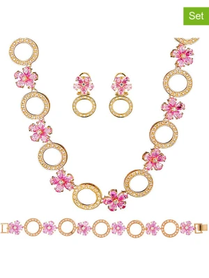 LA CHIQUITA 3-częściowy zestaw pozłacanej biżuterii "Cerisa" z kryształmi rozmiar: onesize