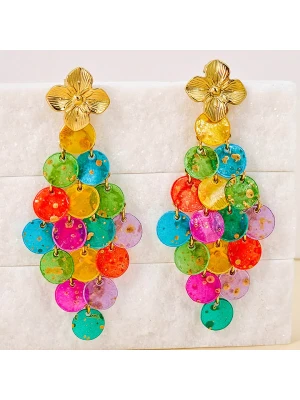 LA CHIQUITA Pozłacane kolczyki-wkrętki "Shell Curtain" z masą perłową rozmiar: onesize