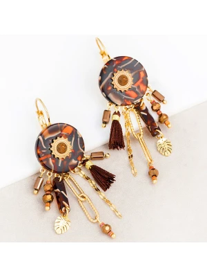 LA CHIQUITA Pozłacane kolczyki z kryształami i jaspisami rozmiar: onesize