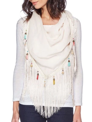 LA CHIQUITA Szal w kolorze kremowym - 160 x 115 cm rozmiar: onesize