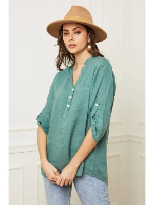 Joséfine Lniana bluzka "Bjorg" w kolorze zielonym rozmiar: M