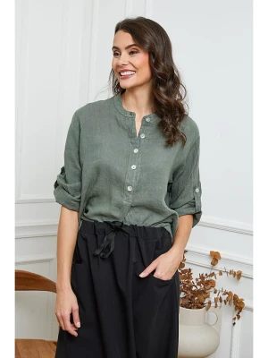 La Compagnie Du Lin Lniana bluzka "Jimenez" w kolorze khaki rozmiar: S