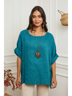 La Compagnie Du Lin Lniana bluzka "Under" w kolorze turkusowym rozmiar: M