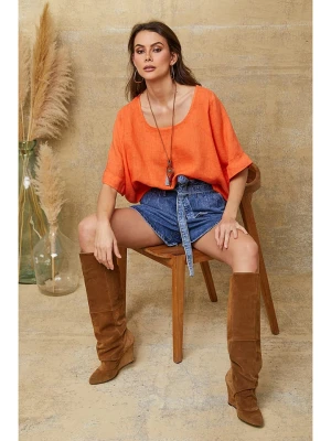 La Compagnie Du Lin Lniana koszulka "Calane" w kolorze pomarańczowym rozmiar: M