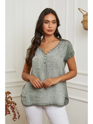 La Compagnie Du Lin Lniana koszulka w kolorze khaki rozmiar: L