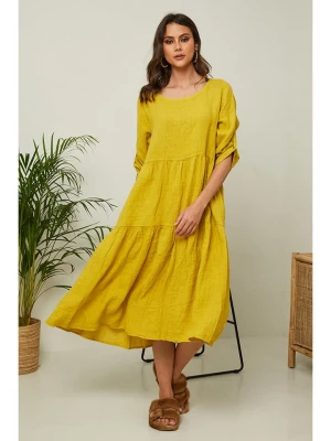 La Compagnie Du Lin Lniana sukienka "Elvira" w kolorze żółtym rozmiar: L