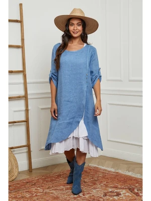 La Compagnie Du Lin Lniana sukienka w kolorze błękitno-białym rozmiar: XL