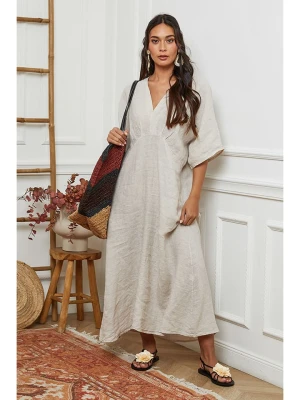 La Compagnie Du Lin Lniana sukienka w kolorze kremowym rozmiar: XXL