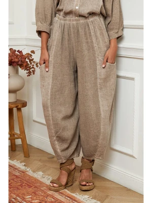 La Compagnie Du Lin Lniane spodnie w kolorze beżowym rozmiar: L