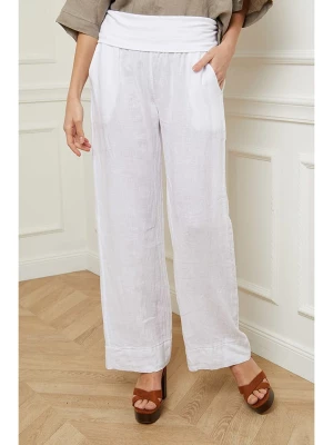 La Compagnie Du Lin Spodnie lniane "Holla" w kolorze białym rozmiar: L