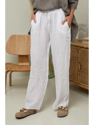 La Compagnie Du Lin Lniane spodnie "Nadira" w kolorze białym rozmiar: XL